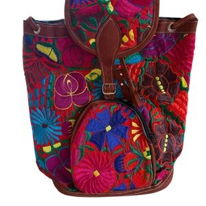 Embroidered backpack, Mexican backpack 100% cotton backpack women’s backpack